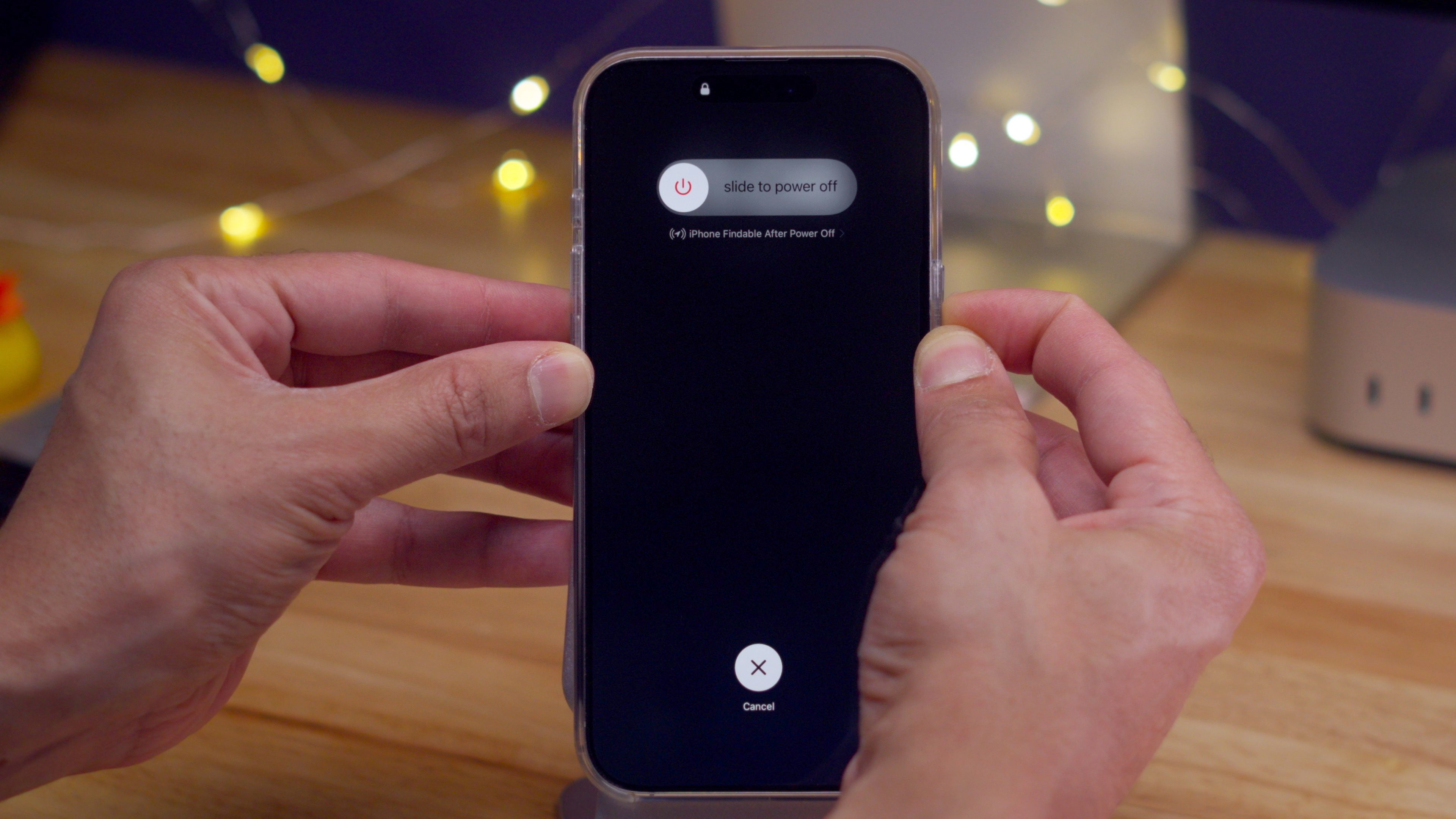 Slide to power off screen when force restarting iPhone 16 Pro Max