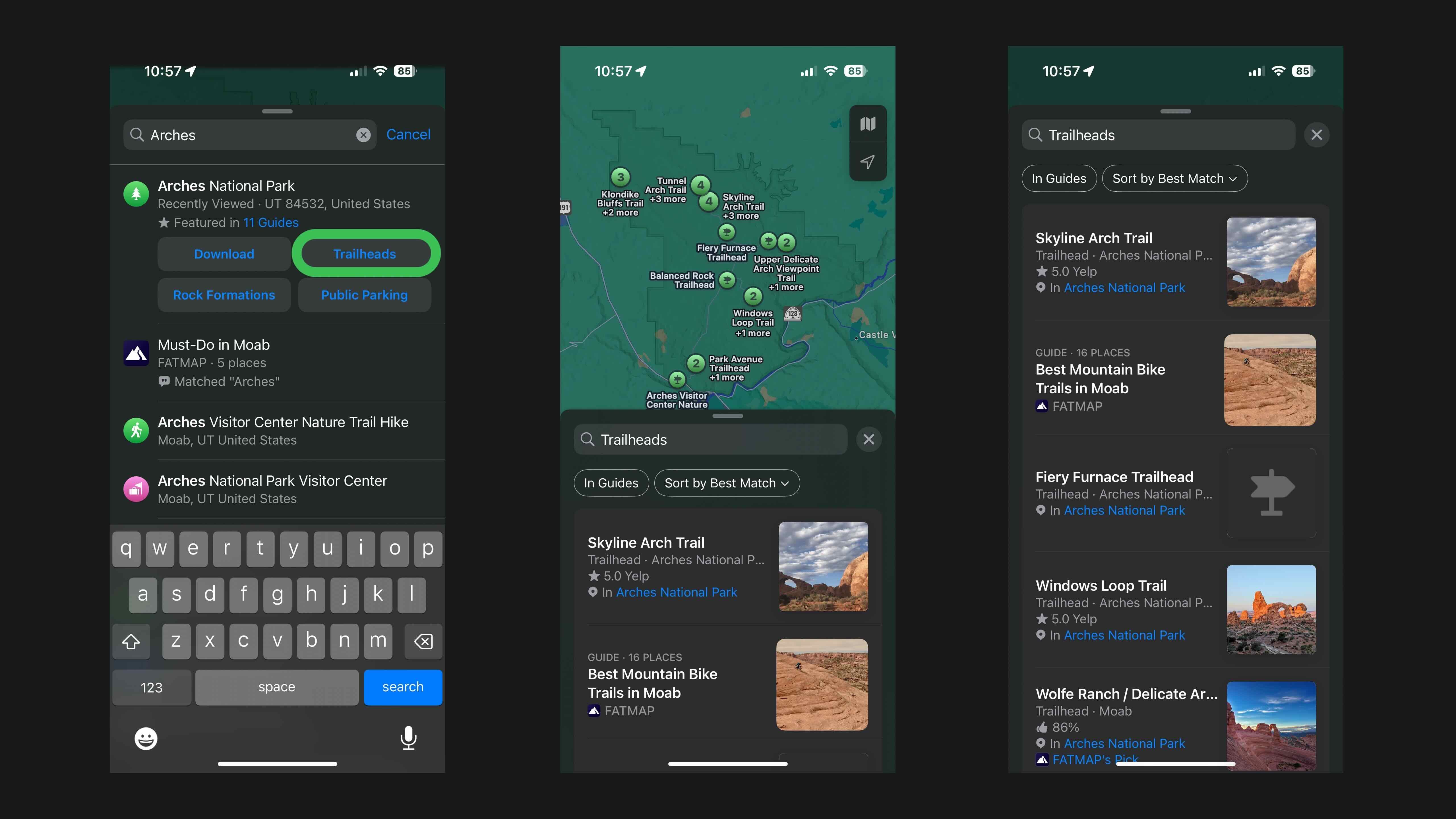 use Apple Maps topographic trails 1