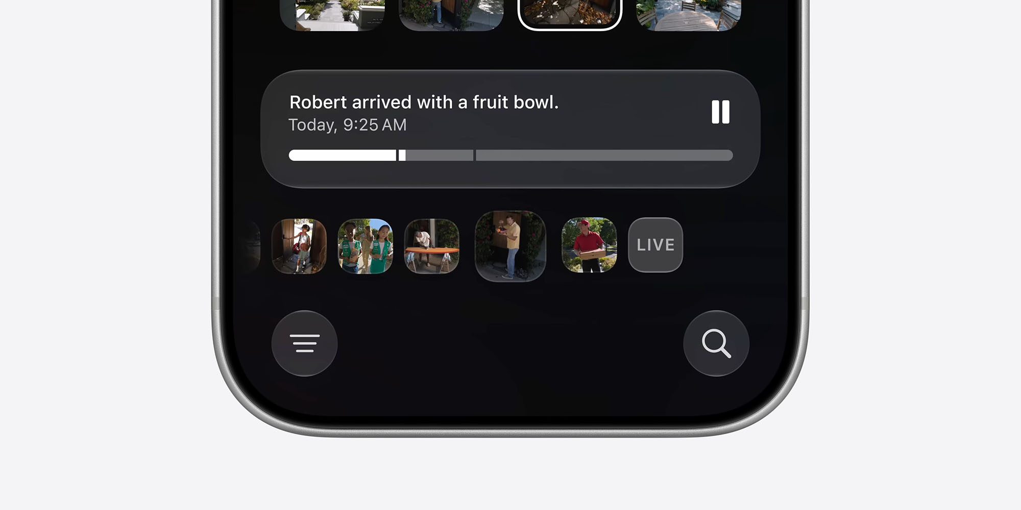 I'm disappointed Apple will charge for AI security camera features in the Home app | Image shows a screenshot of the Home app saying that Robert arrived with a fruit bowl