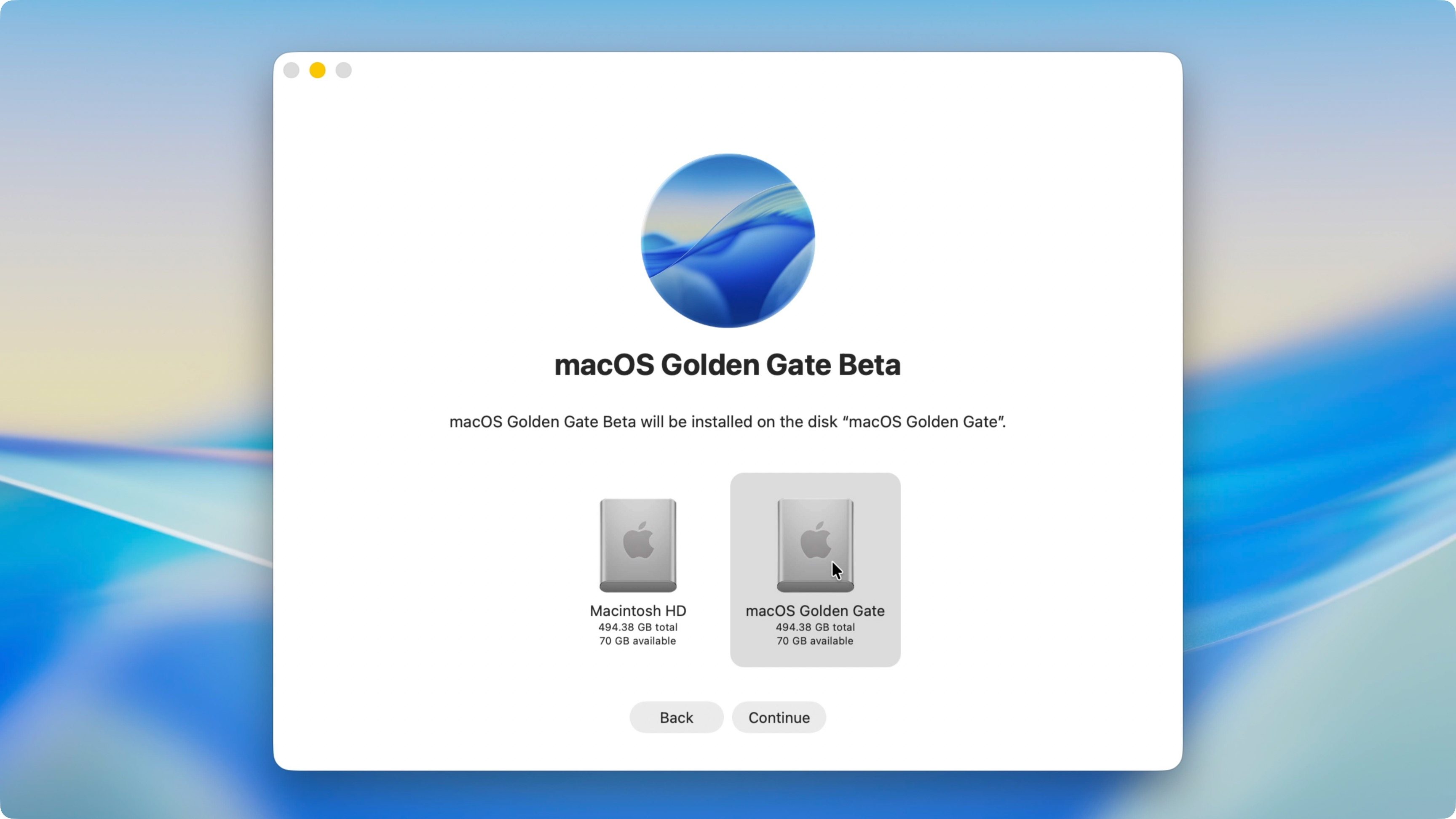 macOS Golden Gate beta installer