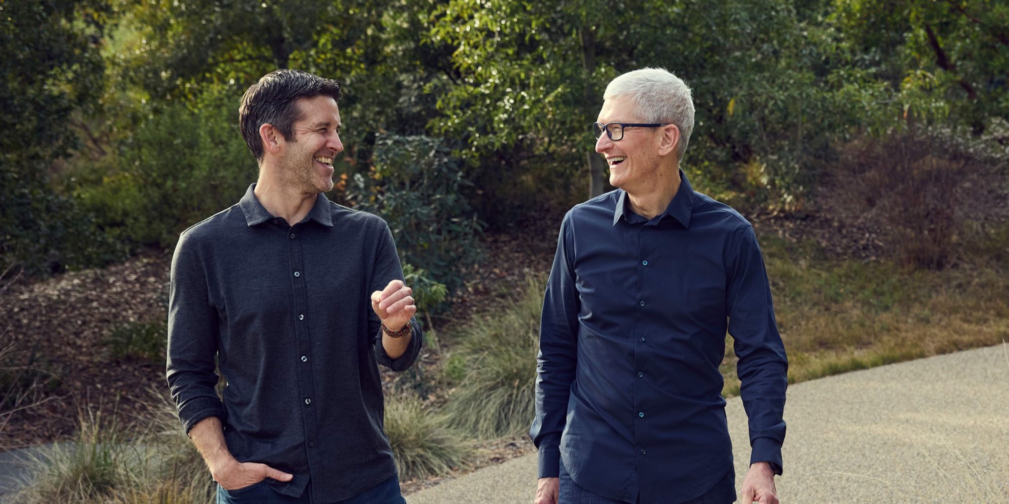 Tim Cook keeping John Ternus away from controversy by attending White House dinner | Tim Cook walking with John Ternus in Apple Park